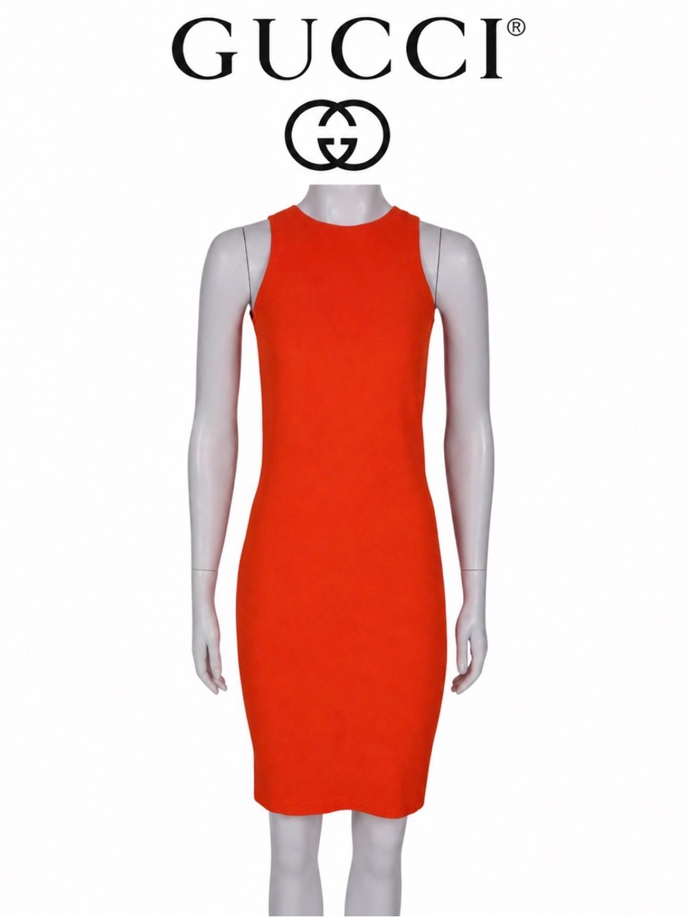 Gucci Vibrant Orange Sleeveless Midi Dress